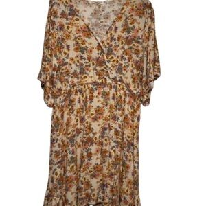 Yellow Floral V-Neck Dolman Sleeve Sundress Rewind XXL